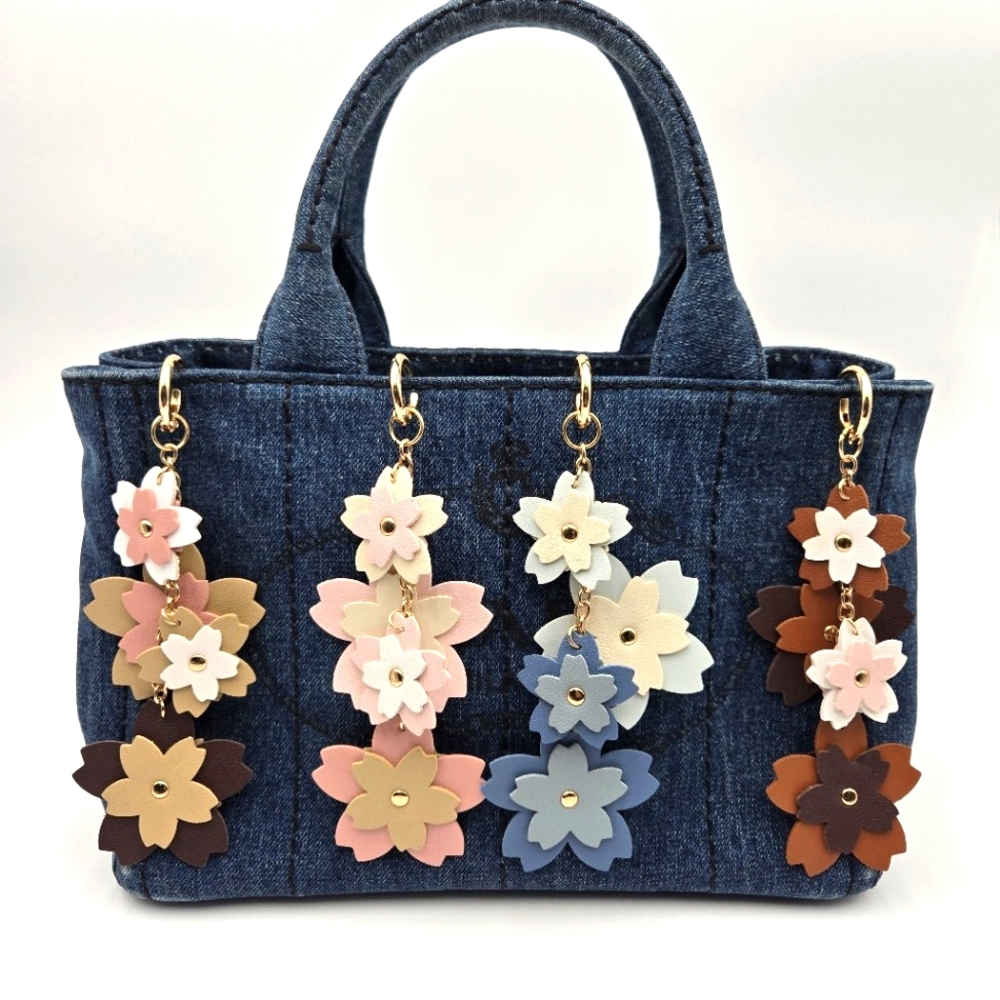 Cherry Blossom Leather Keychain - Price is ofr 1 (each) / BAG NOT INCLUDED
